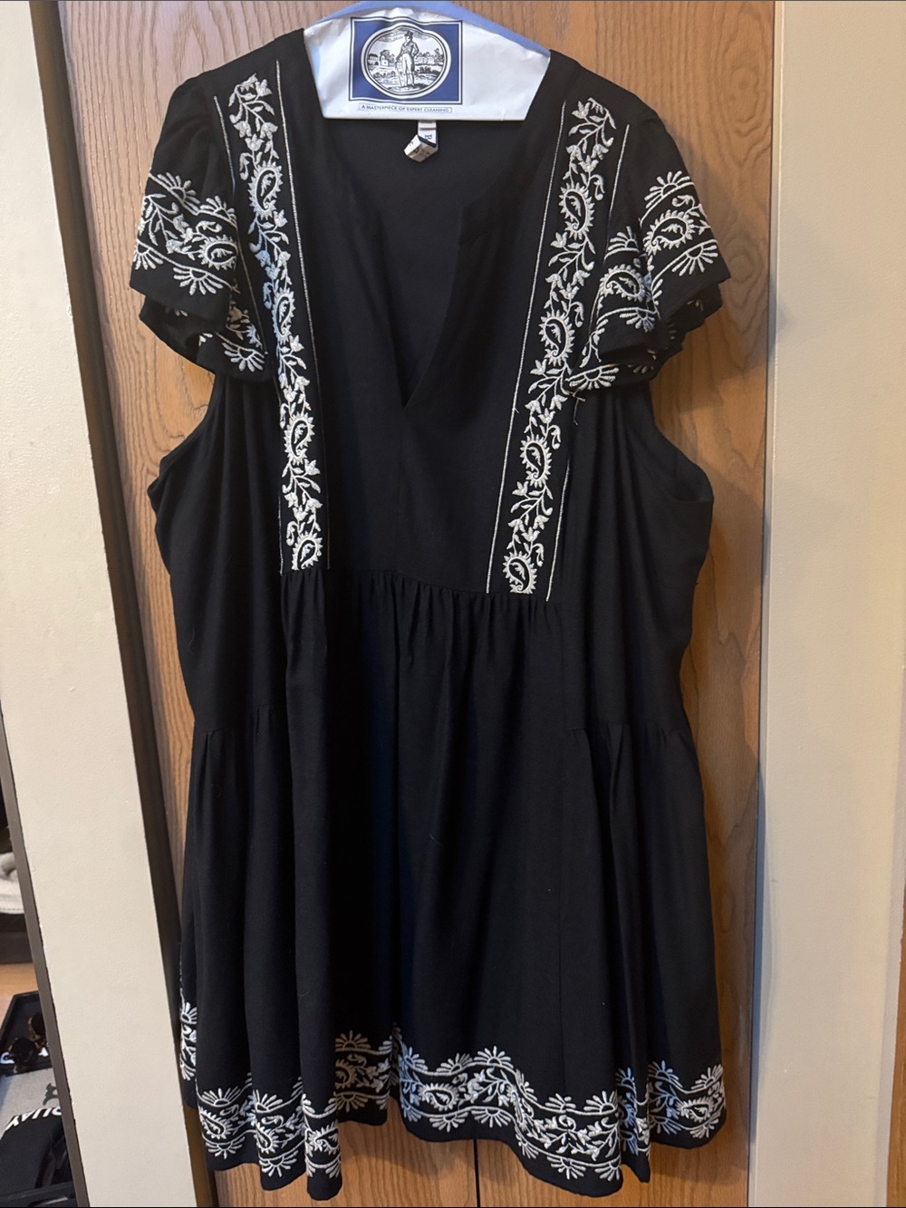 torrid Black Mini Dress with White Floral Embroidery